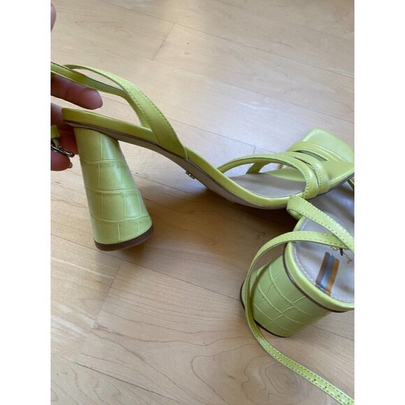 SAM Edelman Bnwot "Kia" Ankle Strap Block Heel Lime Green Women New - Picture 5 of 10
